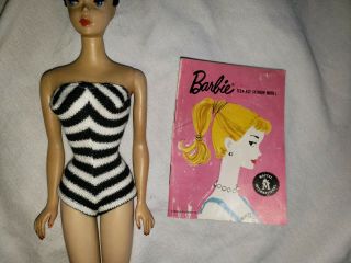 Vintage Ponytail Barbie 3 with Brown Eye Shadow T.  M.  Marked Japan 1960 ' s 12