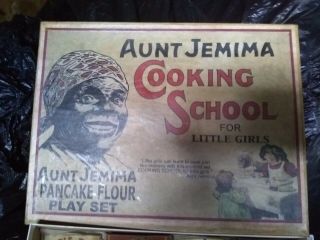 Vintage Black Americana Antique Rare Aunt Jemima Flour Cooking School Cast Iron