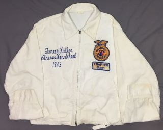 Vintage ' 83 - ' 84 White & Blue Corduroy FFA Medium Women ' s Jacket Set 3