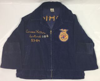 Vintage ' 83 - ' 84 White & Blue Corduroy FFA Medium Women ' s Jacket Set 6