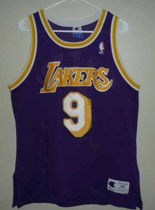 Lakers 9 Van Exel Vintage Authentic Basketball Jersey Sz 44 Large Champion Sewn