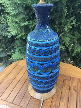 Vintage Italian Bitossi Aldo Londi Raymor Pottery Lamp Mid Century Modern Blue 3