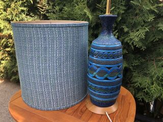 Vintage Italian Bitossi Aldo Londi Raymor Pottery Lamp Mid Century Modern Blue 4