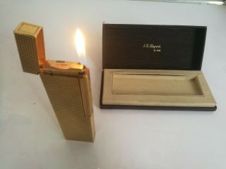 Vintage St DUPONT Large Table Lighter GOLD plated signed - RARE 10