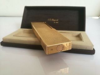 Vintage St DUPONT Large Table Lighter GOLD plated signed - RARE 7