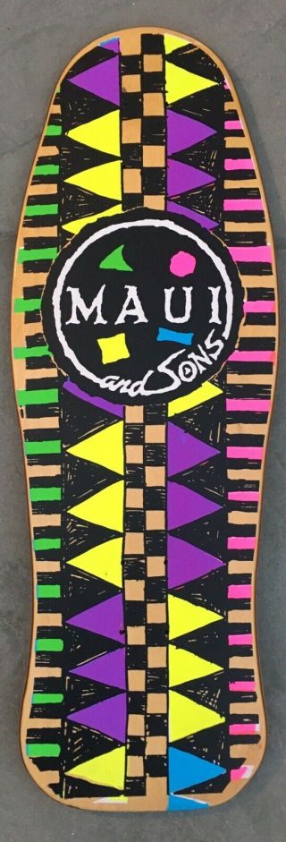 Rare Vintage Retro ‘88 Maui & Sons Skate Deck.  Madrid Made.  Rick Rietveld Art