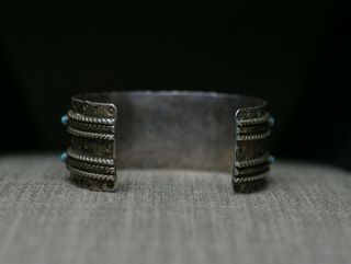 Vintage Native American Zuni Turquoise Snake Eye Sterling Silver Cuff Bracelet 4