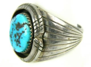 Vintage Native American Bisbee Turquoise Sterling Silver Ring Sz.  10.  75
