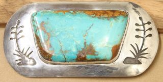 Vintage Sterling Silver Huge Royston Turquoise Belt Buckle 1021dfdd - 19