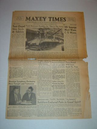Wwii Camp Maxey Texas Maxey Times October 22,  1943 Tank Destroyer Base Newspaper