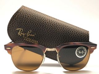Vintage Ray Ban Clubmaster Tortoise & Gold B15 Lenses 1990 B&l Sunglasses