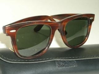 46mm Small Size Vintage B&l Ray Ban W0949 Tortoise G15 Uv Wayfarer Sunglasses