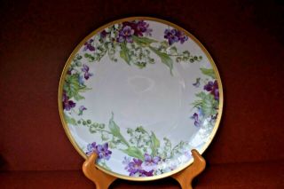 Hand Painted Lily Of The Valley Violets Cabinet Plate Signed