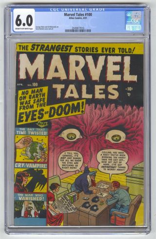 Marvel Tales 100 Cgc 6.  0 Vintage Atlas Comic Pre - Hero Horror Golden Age 10c