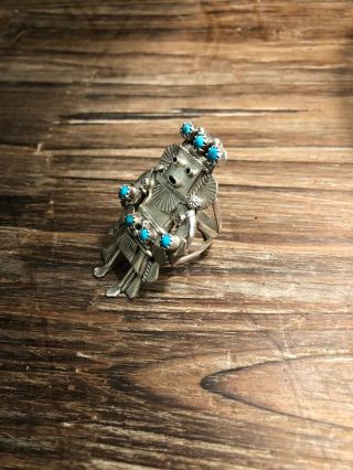 Vintage Native American Turquoise and Sterling Silver Kachina Jewelry Set of 3 3