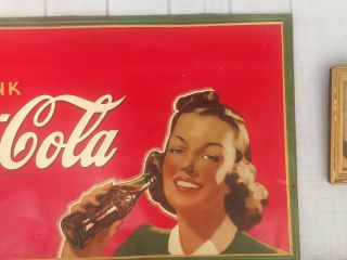 Rare Large Vintage 1940 Coca Cola Soda Pop Bottle 56 x 32 Metal Sign 2