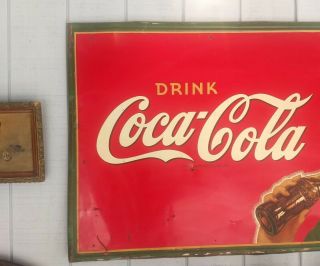 Rare Large Vintage 1940 Coca Cola Soda Pop Bottle 56 x 32 Metal Sign 3