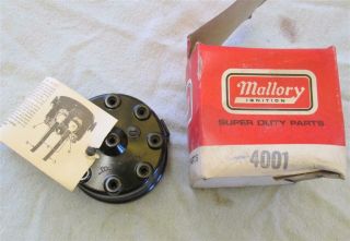 Vintage Nos Mallory 4001 3 Piece Distributor Cap 8 Cylinder Double Life Rev Pol