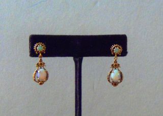 14 Kt Yellow Gold Vintage Opal Earrings