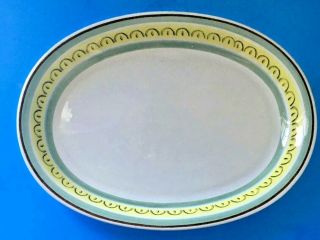 Large Vintage Oval Platter In Crown Band By Arabia Of Finland 12 " X 9 "
