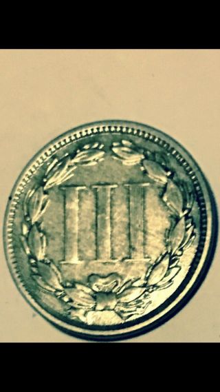 1865 Three Cent Nickel,  Collectable Antique U.  S.  Civil War Coin 5