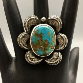 , Hefty,  Vintage Turquoise And Sterling Silver Ring - Natural Turquoise