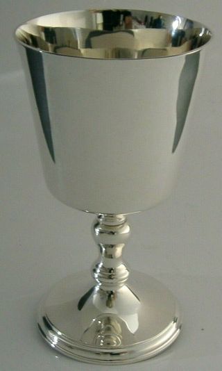 QUALITY SOLID STERLING SILVER CHALICE or GOBLET 1980 A E JONES HEAVY 141g 2