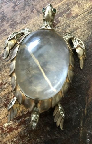 1940s Trifari Sterling & Lucite Clear Jelly Belly Turtle Brooch Pin Repair Parts