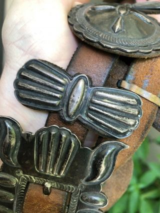 RARE 1982 Don Lucas STERLING SILVER SOUTHWESTERN CONCHO BELT & BUCKLE 9