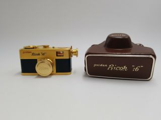 Vintage " Golden Ricoh 16 " C1957 Subminiature Spy Camera W Case