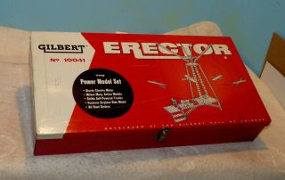 Gilbert Erector Set No.  10041 Metal Box W/how To Make Them Book Dated 1954
