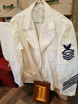 Wwii Era Us Navy Chief Aviation Structural Mechanic Dress White Jacket And Pants