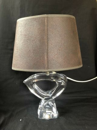 Vintage Daum France Crystal Lamp Mid Century Modern.  Signed " Daum France "