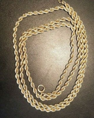 Vintage Authentic 14k Solid Yellow Gold Rope Chain Necklace,  / - 30 