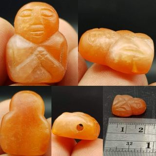 Very Old Unique Agate Stone Face Worship Amulet 35