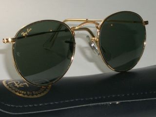 46mm Small Lens Vintage B&l Ray - Ban Arista G15 Round Wire Aviator Sunglasses