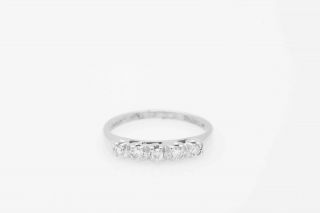 Antique 1940s.  35ct Vs G Diamond 14k White Gold Wedding Band Ring