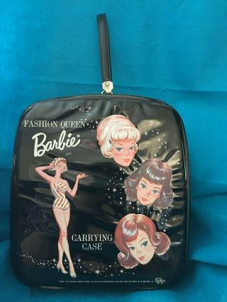 1963 Fashion Queen Barbie Doll Carrying Case Black & Fashion Queen Barbie Ex