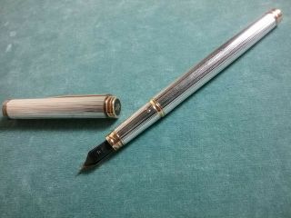 Vintage WATERMAN GENTLEMAN STERLING SILVER Fountain Pen 18k Gold Nib FRANCE 3