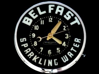 Belfast Sparkling Water Vintage Neon Glo - Dial Wall Clock Made In Los Angeles,  Ca