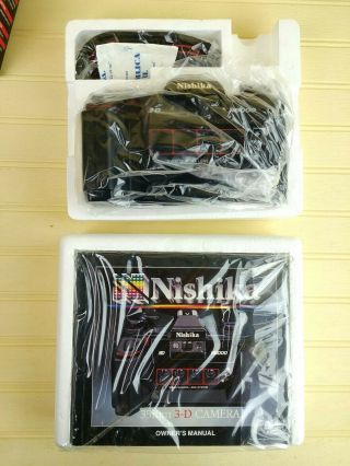Vintage Nishika N8000 35mm 3D Camera,  Case,  Twin Light Flas,  VHS Instruction NOS 2