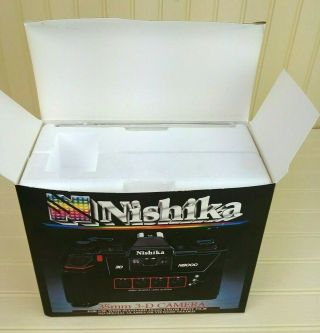 Vintage Nishika N8000 35mm 3D Camera,  Case,  Twin Light Flas,  VHS Instruction NOS 6