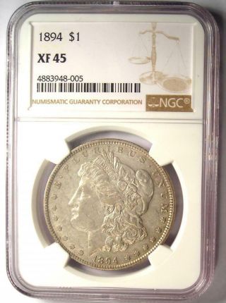 1894 Morgan Silver Dollar $1 - NGC XF45 (EF45) - Rare Date 1894 - P - $1,  280 Value 2