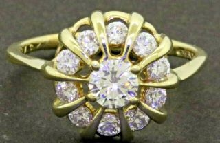 Jose Hess Vintage 18k Gold 1.  05ct Vs Diamond Cocktail Ring W/.  35ct Ctr Size 6.  75