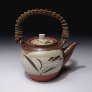 Lq2: Vintage Japanese Sencha Tea Pot With Wooden Handle,  Tokoname Ware