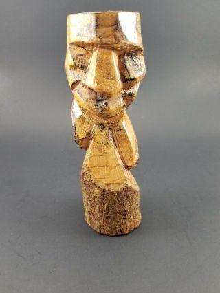 Vintage Hand Craved Wood Tiki Hawaiian Polynesian 7 Inches Tall