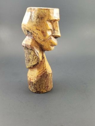 Vintage Hand Craved Wood Tiki Hawaiian Polynesian 7 inches tall 4