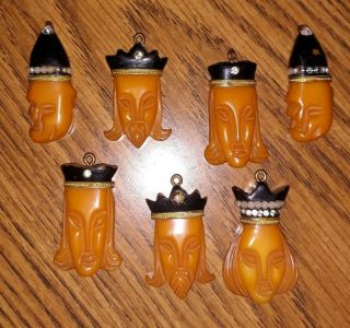 Rare 1930s 1940s Bakelite Jewelry Heraldic Chess King Queen Bishop Necklace Part