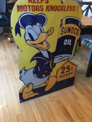 Large Vintage Sunoco Oil Disney Display Porcelain Sign 4