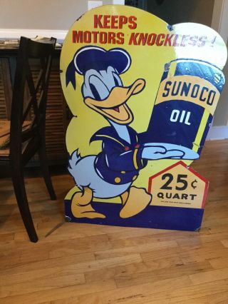 Large Vintage Sunoco Oil Disney Display Porcelain Sign 6